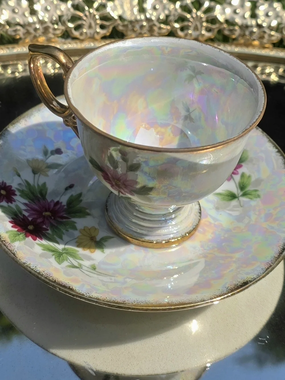 Ucagco September Aster, Vintage Teacup And Saucer  Set